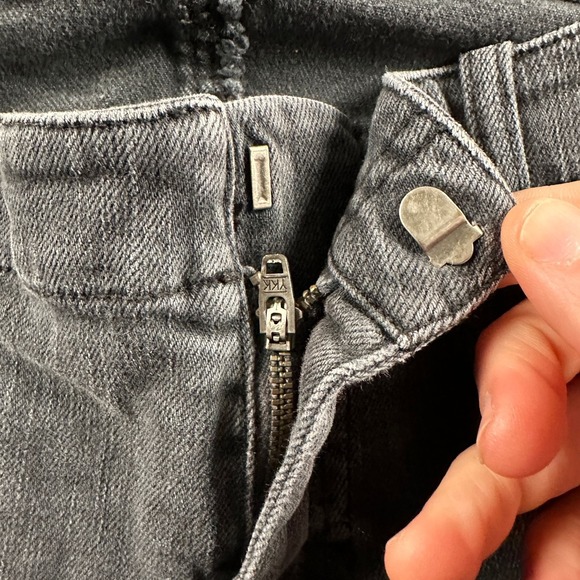 Nili Lotan Jeans Womens 6 Gray Skinny Ankle Zipper Knee Panel Stretch - Picture 5 of 15